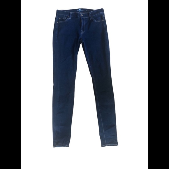 7 For All Mankind “The Skinny”Jean /Legging Stretch Dark Denim Size 27X30 - Picture 1 of 6